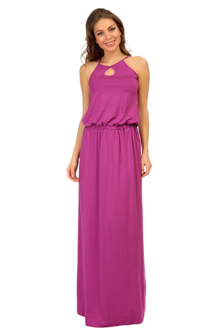 Фото товара 7009, лиловое длинное платье