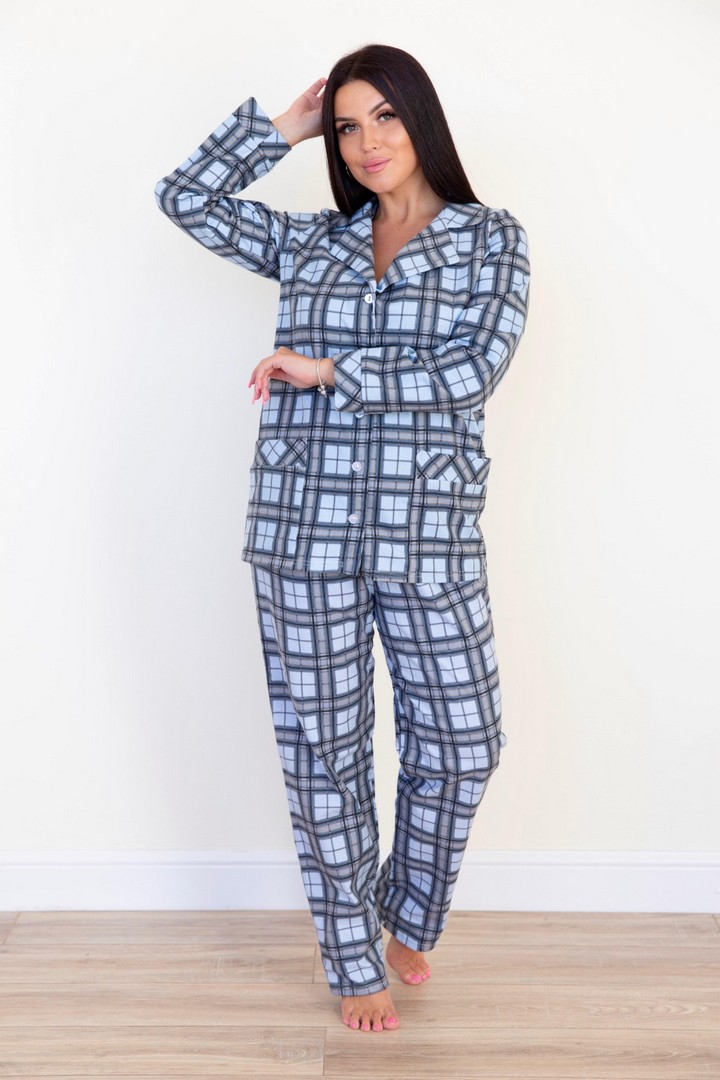 Фото товара 21600, теплая женская клетчатая пижама